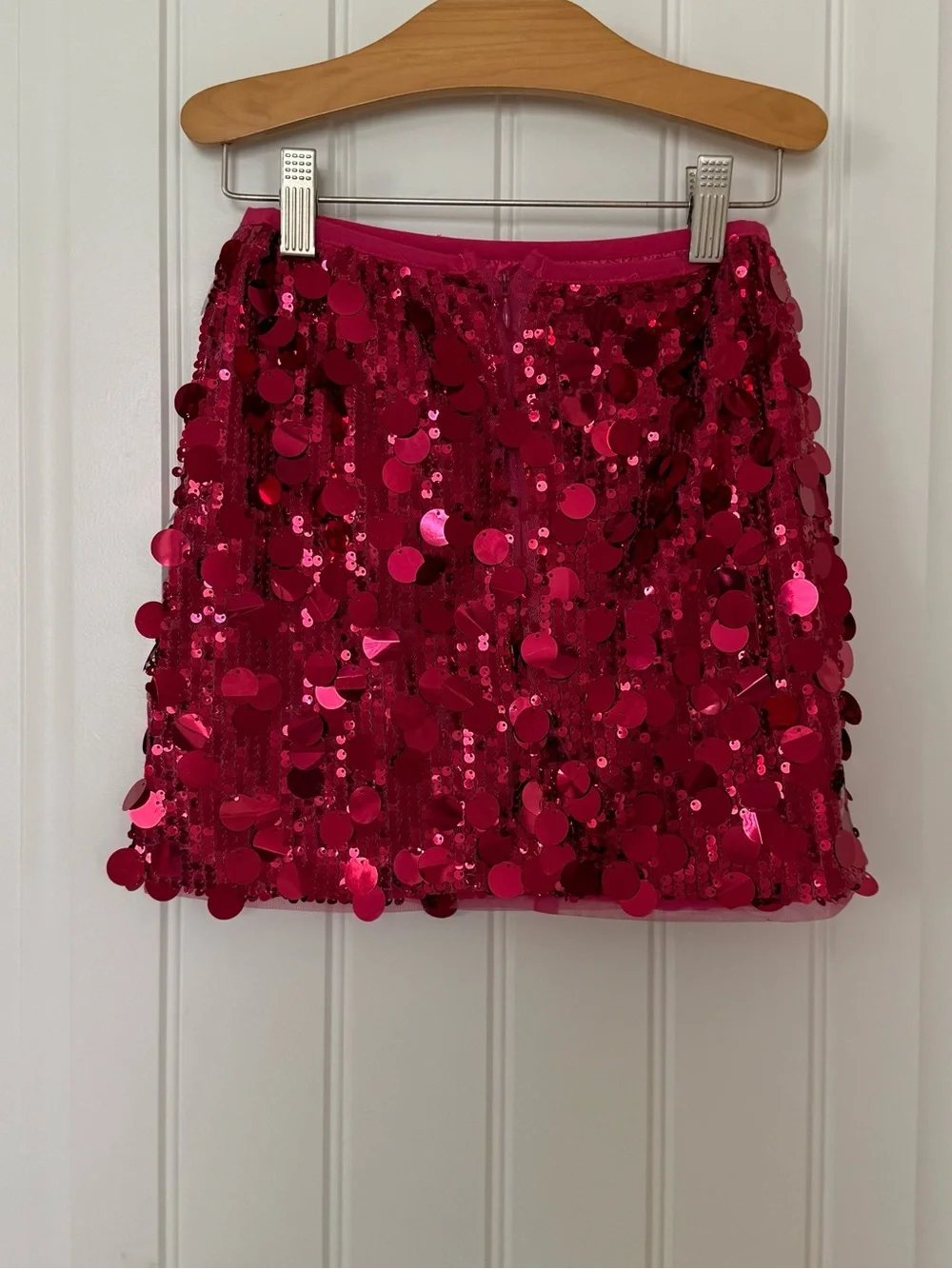 Lola + The Boys Magic Paillette Mini Skirt Size 10 Hot Pink Sequin Party Skirt